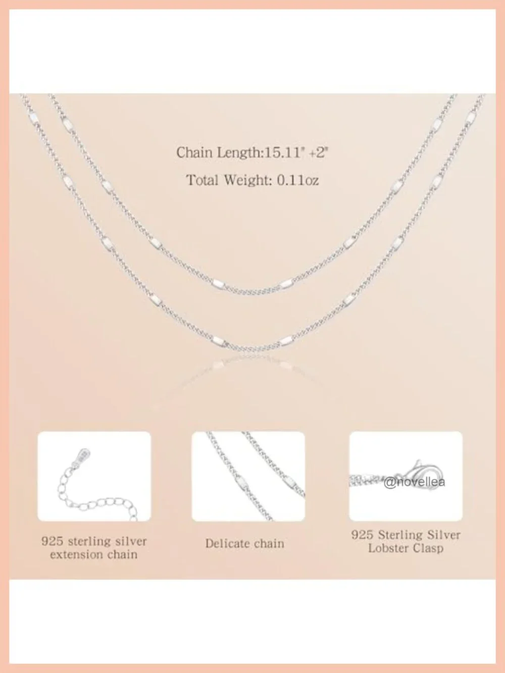 Layered Dainty Double Chain Necklace 14K Gold Plated Waterproof Adjustable